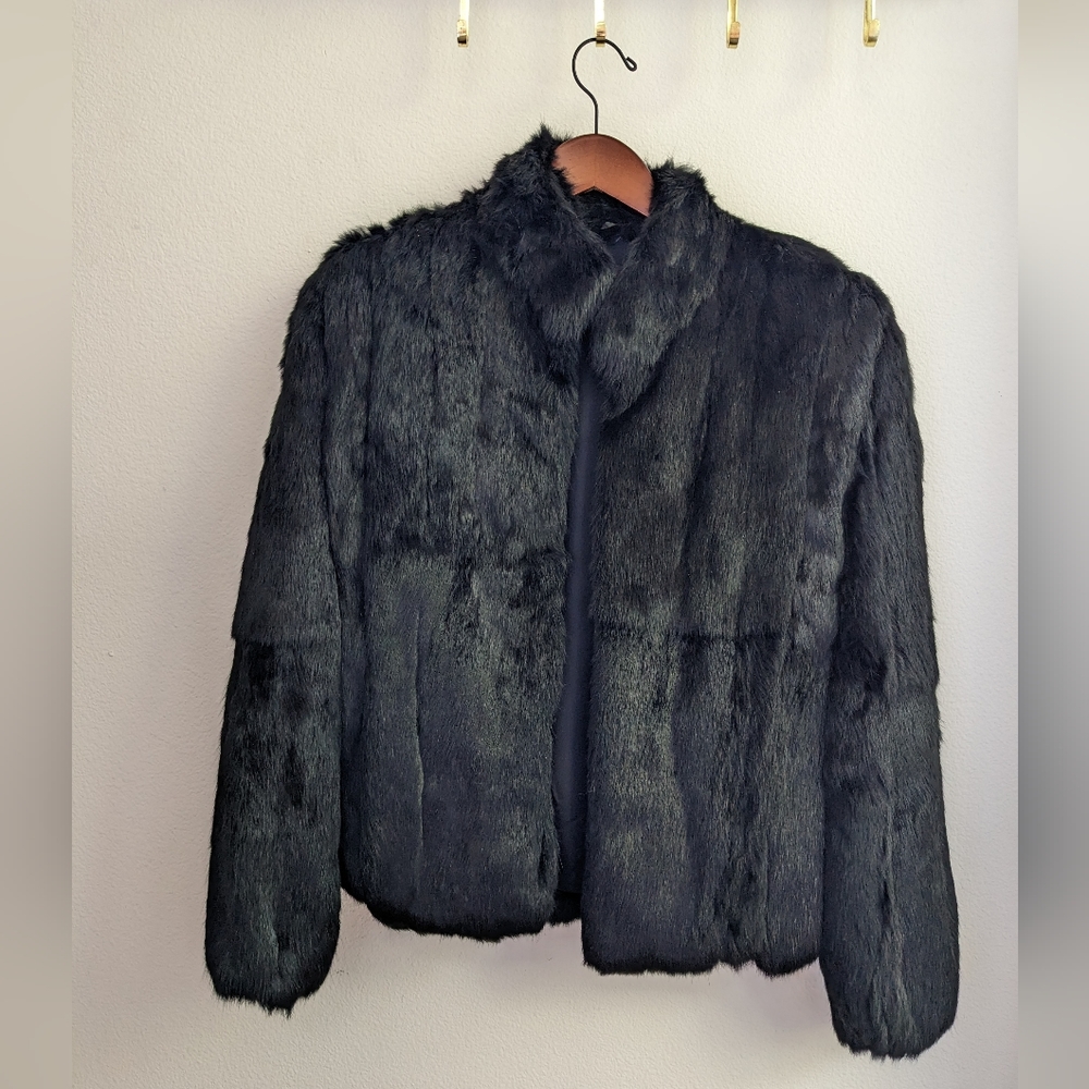 Vintage Black Rabbit Fur Coat Medium